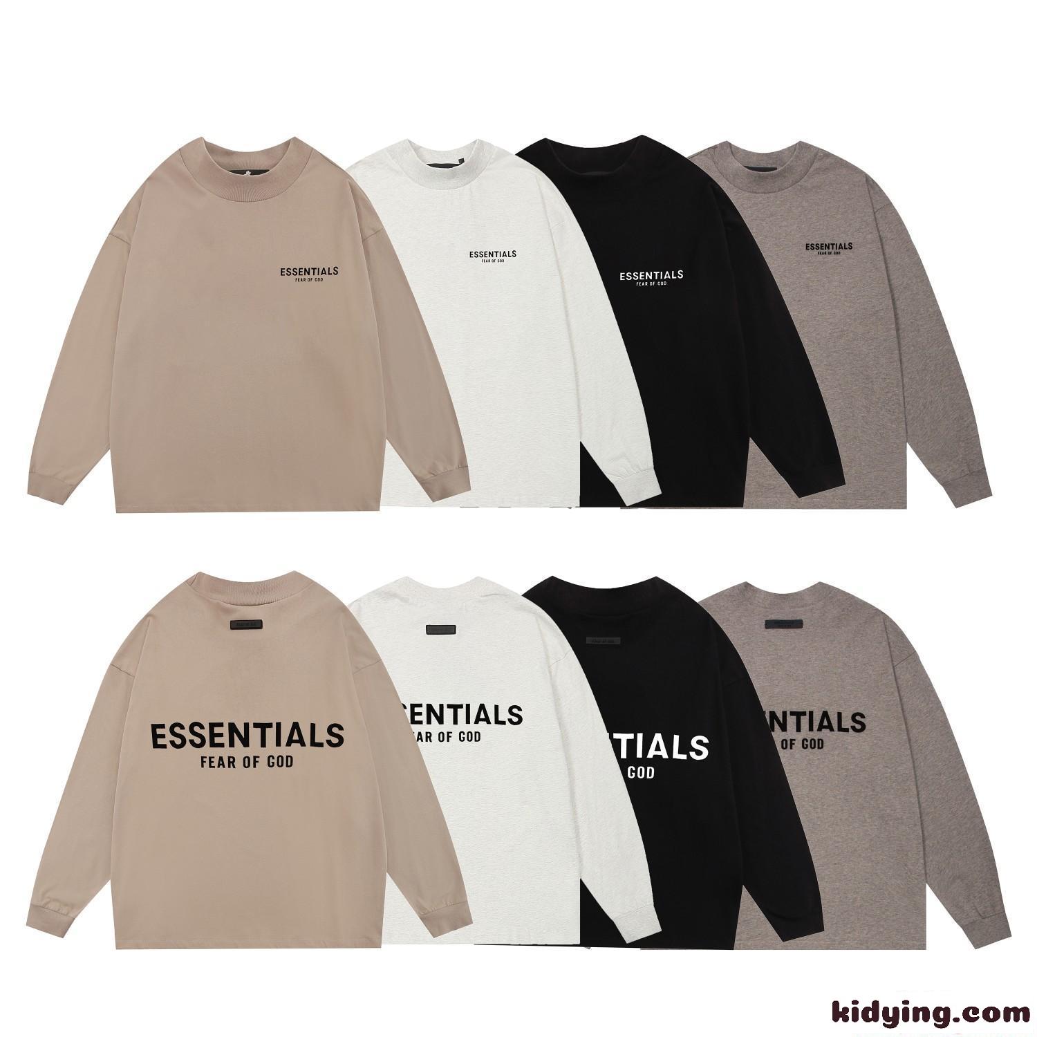 オーバーサイズ 刺繍 長袖Tシャツ ESSENTIALS ホワイト プリント ストリート ミニマル エッセンシャルズ コピー-0