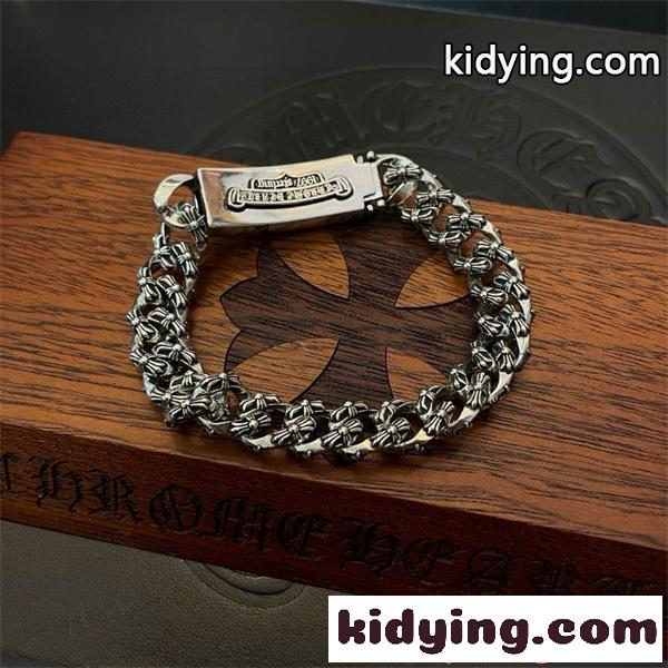 CHROME HEARTS クロムハーツ 偽物 ブレスレット メンズ シルバー 2026新作コーデ クロスモチーフ 重厚感-3