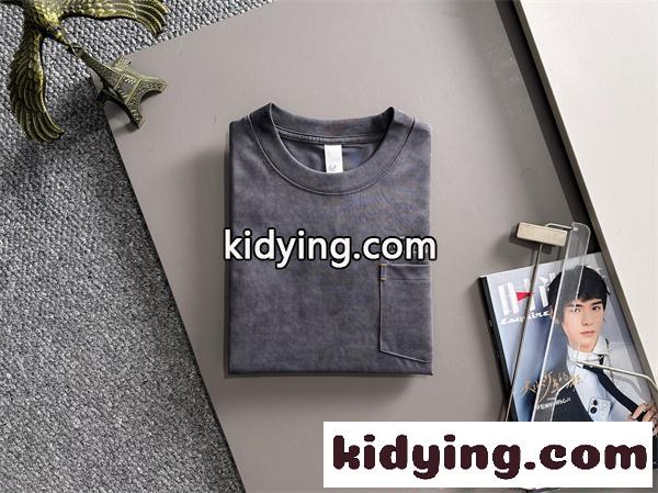 ディオール コピー ポケット付き Tシャツ 半袖 ワイドシルエット グレー 刺繍仕上げ ウォッシュカラー 軽量素材 カジュアル-1