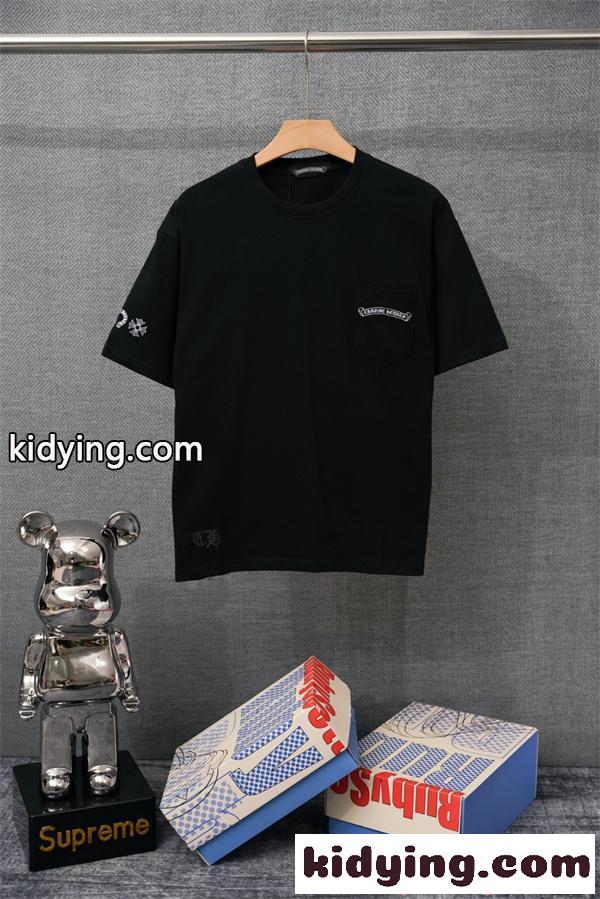 カラフルクロス バックプリント クロムハーツ スーパーコピー 半袖Tシャツ 胸ポケット付き ホワイト ブラック 夏 ストリート Chrome Hearts-4