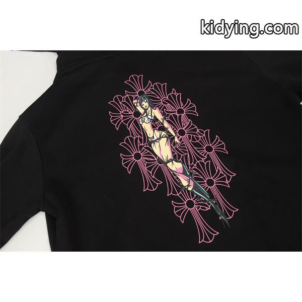 期間限定 ブラック ピンククロス × バックフィギュア 2025秋冬対応 クロムハーツ コピー Chrome Hearts パーカー-4