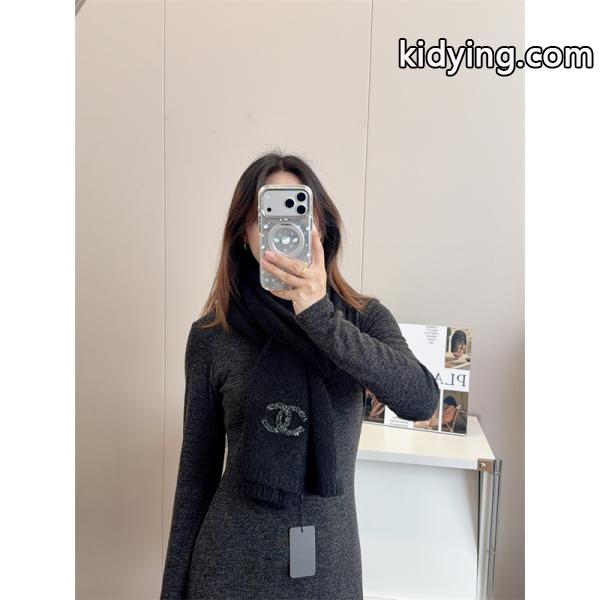 CHANEL（シャネル）25B ニット カシミヤマフラー／クラシックCCロゴ・ユニセックス・秋冬新作スカーフ-1