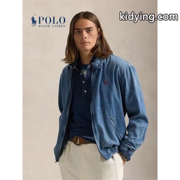 POLO Ralph Lauren コピー 激安 ラルフローレン デニム ハリントンジャケット メンズ レディース兼用 ジップアップ 刺繍ロゴ カジュアル アウター 春秋定番-4