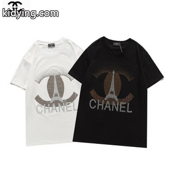 2021ss お買得ブランド スーパーコピー 半袖Tシャツ レディース シンプルな丸首ネックデザイン 2色可選 CH⚪NEL 激安-0