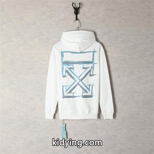 Off-White オフホワイト コピー アート感際立つ ハンドドロー風 クロス バックプリント パーカー-6