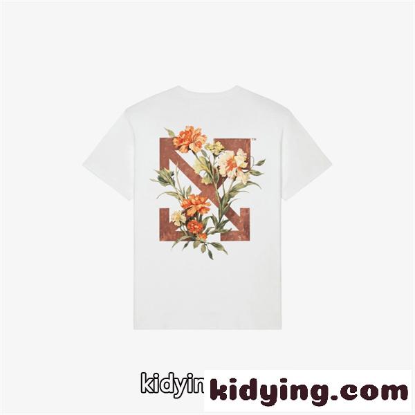 フラワーアロープリント 春夏人気 旬デザイン OFF-WHITE オフホワイト コピー 半袖Tシャツ さらっと着られる 話題アイテム-0