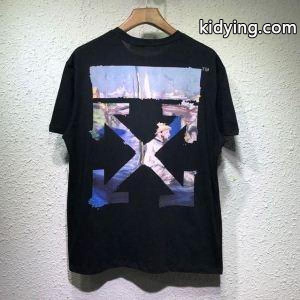 品質保証高品質メインウエア半袖tシャツ男性用黒白Off-Whiteオフホワイト コピー 人気軽め大歓迎オールシーズン-1