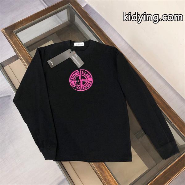 STONE ISLAND ロングｔスーパーコピー 魅力 ピンクロゴ 限定 ブラック ストーンアイランド-1