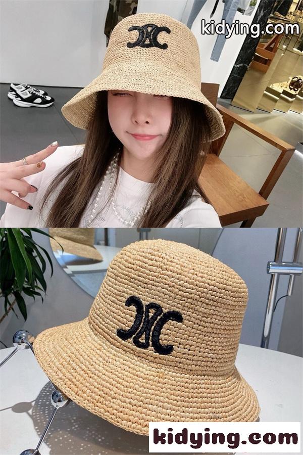 CELINE セリーヌ コピー 人気話題 ベージュ ロゴ刺繍ス お洒落 レディース バケットハット-8