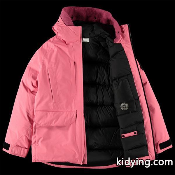 20fw STONE ISLAND ユニセックス ダウンジャケット ストーンアイランド ロゴピンクとブラックの2色展開-0