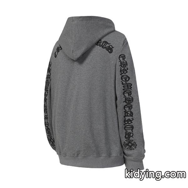 快適さ重視 グレー × ブラック シンプル 2025秋冬対応 クロムハーツ コピー Chrome Hearts ジップパーカー-1