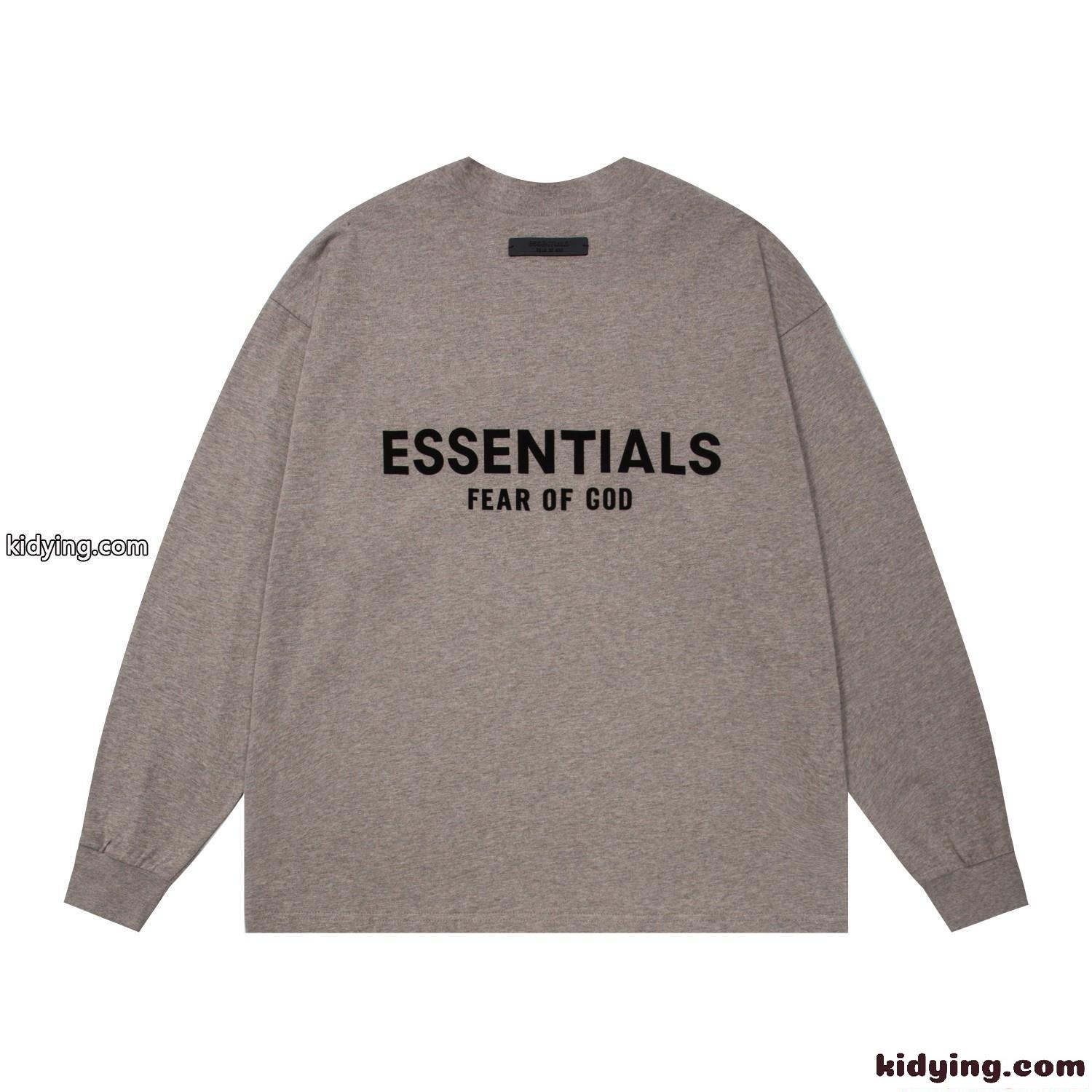 オーバーサイズ 刺繍 長袖Tシャツ ESSENTIALS ホワイト プリント ストリート ミニマル エッセンシャルズ コピー-4