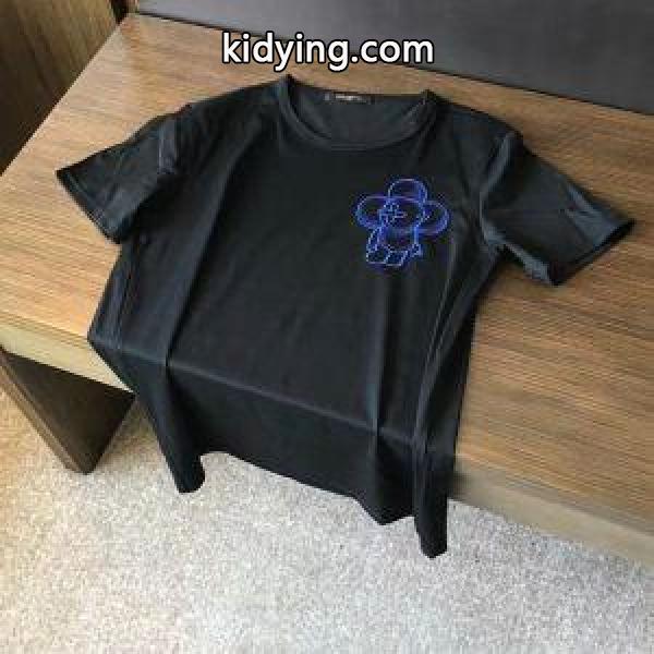日常の必需品LOUIS VUITTONルイヴィトンtシャツコピー可愛い刺繍最高級品質のメンズ半袖クルーネック-0