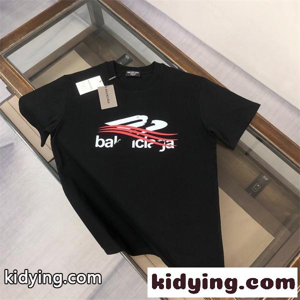 半袖Tシャツ バレンシアガ コピー ブラック ロゴプリント レッドライン モード ストリート 目を惹く軽やかデザイン Balenciaga 夏映え-0
