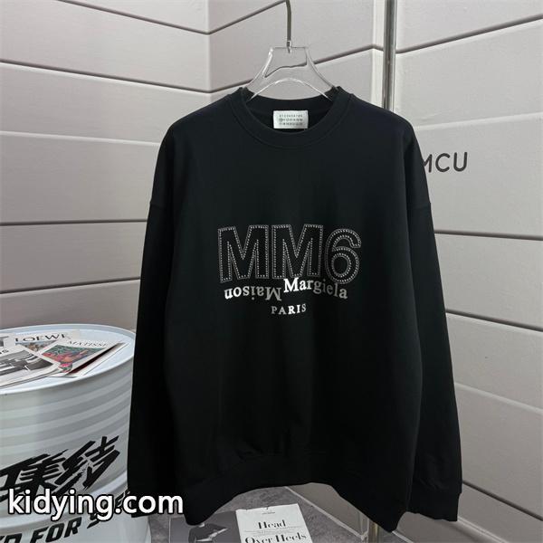 Maison Margiela コピー パーカー MM6 ロゴ 反転デザイン ブラック メゾンマルジェラ-0