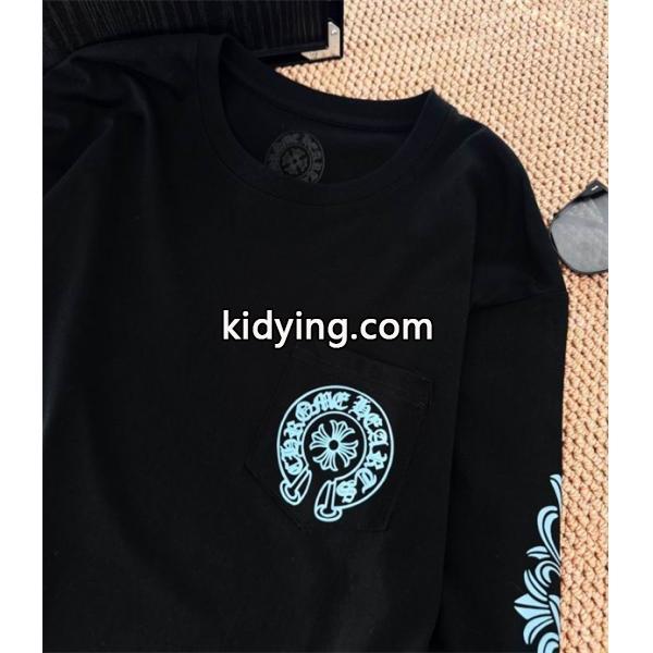 CHROME HEARTS スーパーコピー 個性派 モダンストリート ブラック 長袖Tシャツ ブループリントロゴ クロムハーツ-2