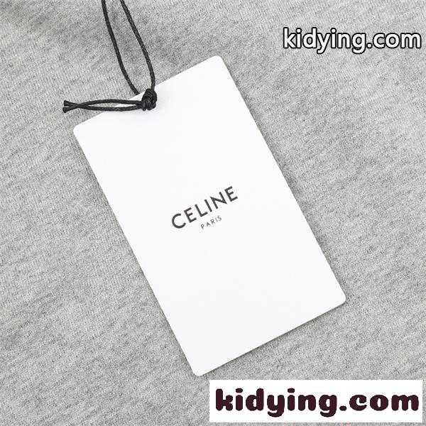 CELINE ライトグレー柔らか素材 プリント セリーヌ 偽物 ゆったりシルエット シンプル 洗練-4