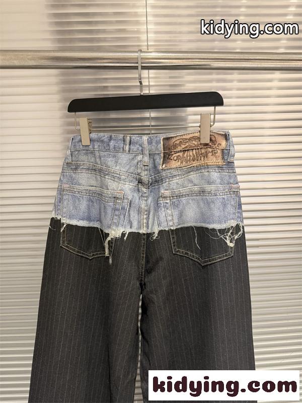 ツートーン切替 ヴィンテージ加工 ストレートシルエット Acne Studios アクネストゥディオズ コピー ワイドデニムパンツ-7