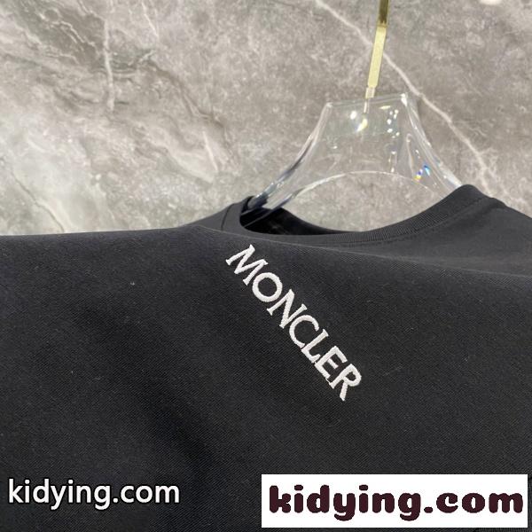 MONCLER モンクレール メンズ 半袖Tシャツ コットン ロゴ刺繍 シンプル 無地 クルーネック 定番 快適-2