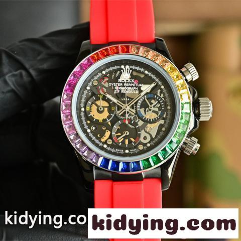 ロレックス コピー メンズ ROLEX 腕時 43mm デイトナ スケルトン ミネラルガラス クロノグラフクォーツムーブメント 高品質-0
