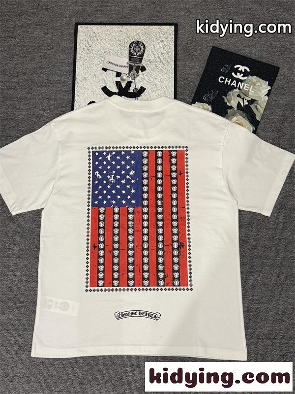 Tシャツ 星条旗クロス バックプリント USAロゴ オーバーサイズ ストリート クロムハーツ コピー CHROME HEARTS-7