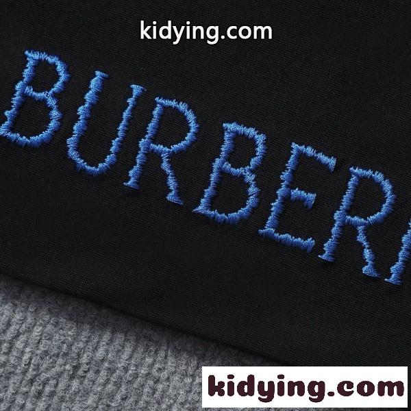 BURBERRYバーバリーブルー刺繍ホースロゴ半袖Tシャツ320g厚手コットン微ゆったりシルエット-3