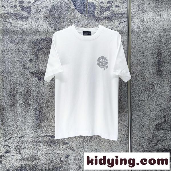 クルーネックTシャツ ミニロゴデザイン 都会派カジュアル STONE ISLAND ストーンアイランド コピー Tシャツ 普段使い 好評アイテム-0