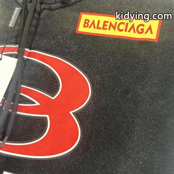 スタイリッシュ☆バレンシアガジップアップコピーBALENCIAGA SPONSOR LOGOS LARGE ZIP-UP HOODIE IN BLACK FADED-6