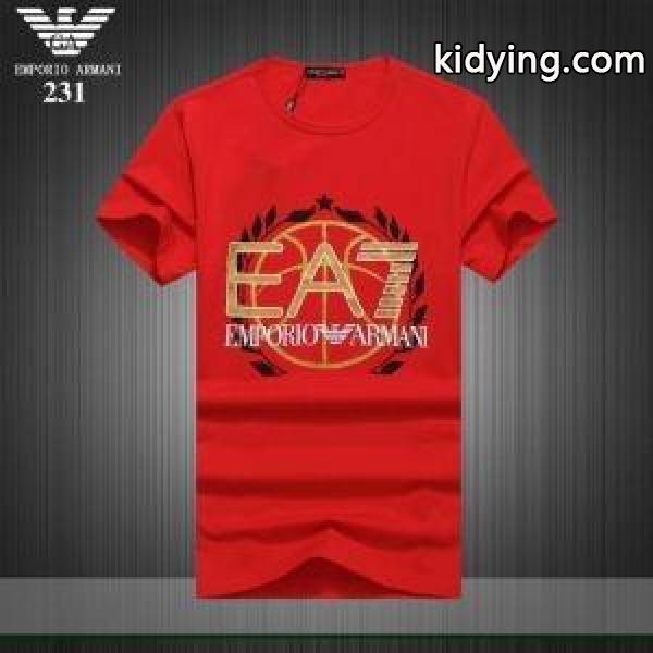 驚きの破格値安いブランドロゴＴシャツ吸汗性綿100％春夏シーズン赤色黒白メンズARMANIアルマーニtシャツ激安-2
