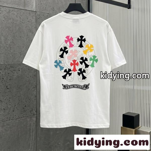 CHROME HEARTS コピー クロムハーツ コピー マルチクロスバックプリントTEE カラフルモチーフ半袖 主役級デザイン-1