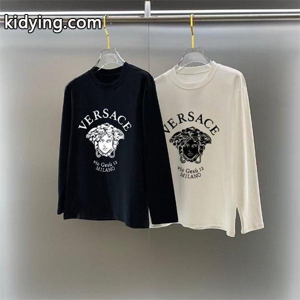 2025秋冬スタンダード 着心地抜群 ブラック × ホワイト メデューサ長袖Tシャツ ヴェルサーチ VERSACE コピー-0