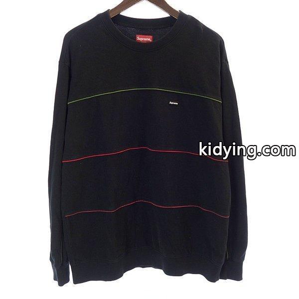 シュプリーム/SUPREME 17AW Multicolor Piping pique Crewneck 長袖 Tシャツ02F18 サイズ メンズM ブラック×カーキ×レッド 通販-0