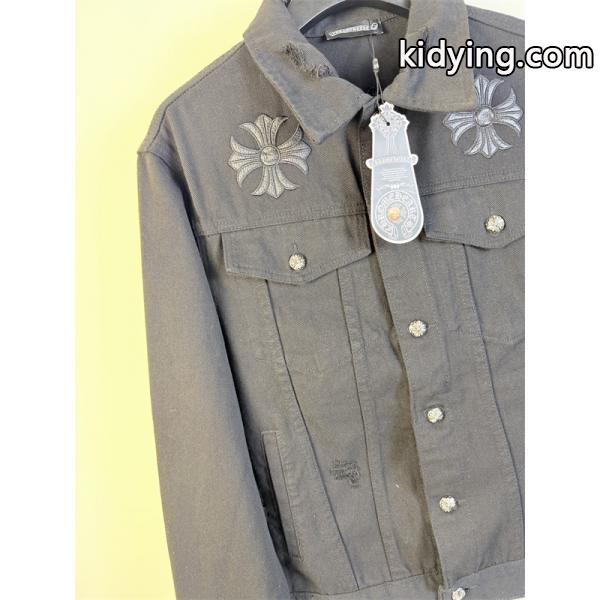クロス刺繍 デニムジャケット ブラック 重厚 無骨 存在感 CHROME HEARTS クロムハーツ コピー-5