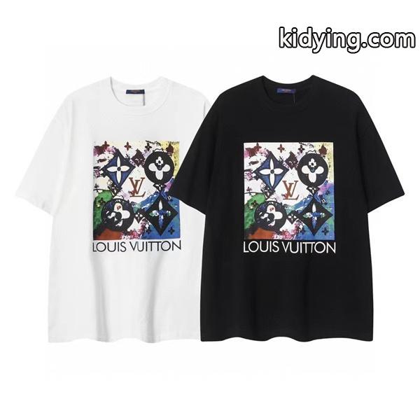 ヴィトン コピー 通販LOUIS VUITTON数量限定お買い得オールシーズン対応半袖tシャツ夏服ブラックホワイト-0