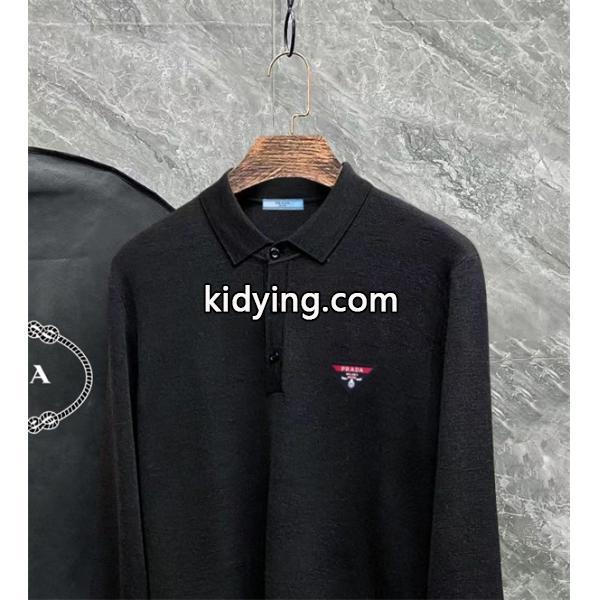 グレー セーター POLO プラダ PRADA スーパーコピー 2025秋冬ビジネス 上品 最新コレクション-4