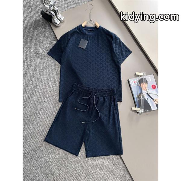 ルイヴィトンセットアップコピーLOUIS VUITTONメンズクルーネック半袖tシャツ-0