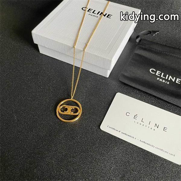CELINE セリーヌ スーパーコピー 2025秋冬新作 トリオンフサークル ゴールドチェーンネックレス-0