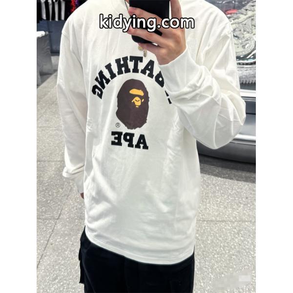 ブラック 長袖 T シャツ ベイプ BAPE スーパーコピー 秋冬ストリートクラシック ユニセックス-2