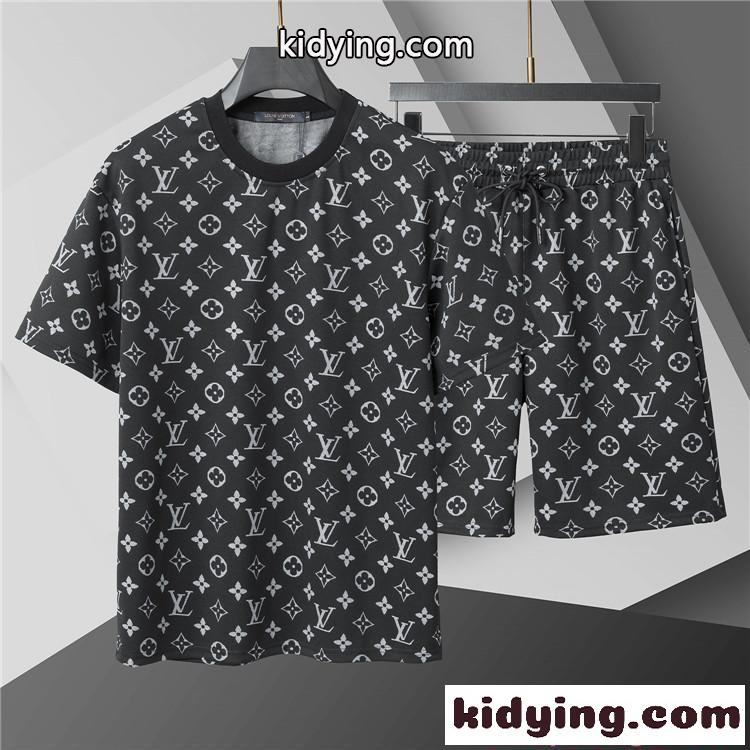 プリント セットアップ LOUIS VUITTON メンズ 半袖Tシャツ ルイヴィトン コピー ショートパンツ 上下セット-0