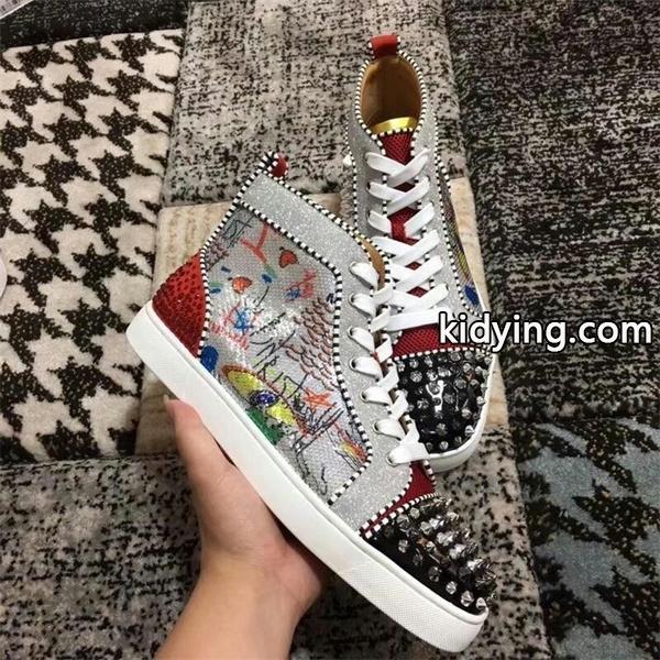 クリスチャンルブタン 偽物 ハイカット スニーカー グラマラス パンク スタッズ カラー CHRISTIAN LOUBOUTIN-0