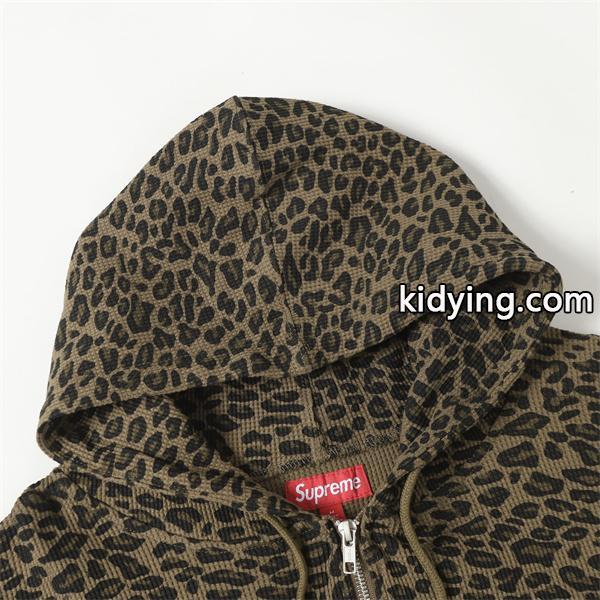 Supreme 激安 フリース フーディ SS25 豹柄 サーマルパーカー メンズ レディース ジップアップ ストリート人気-4