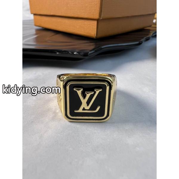 LOUIS VUITTON スーパーコピー ゴールドブロック ブラックエナメル 豪華 ルイヴィトン メンズ指輪-1