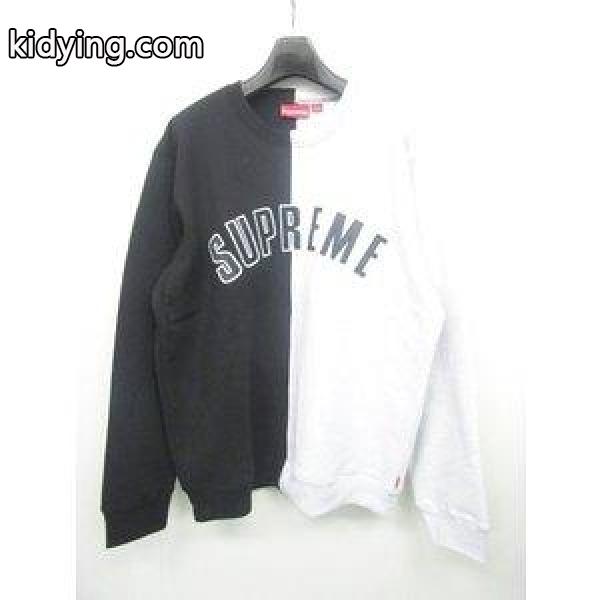 シュプリーム SUPREME 新品 18AW Split Crewneck Sweatトレーナースウェット バイカラー 長袖 黒 灰 通販 ショッピング-0