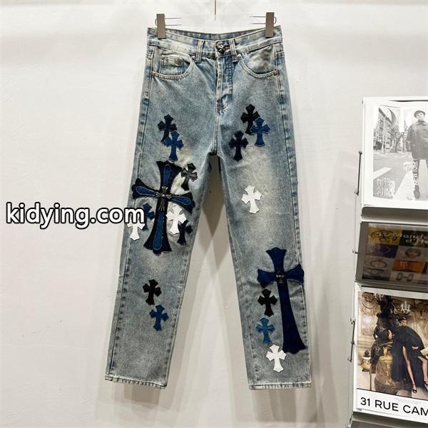 存在感 クロムハーツ Chrome Hearts コピー 異素材ミックス トレンド対応 デニムパンツ-0
