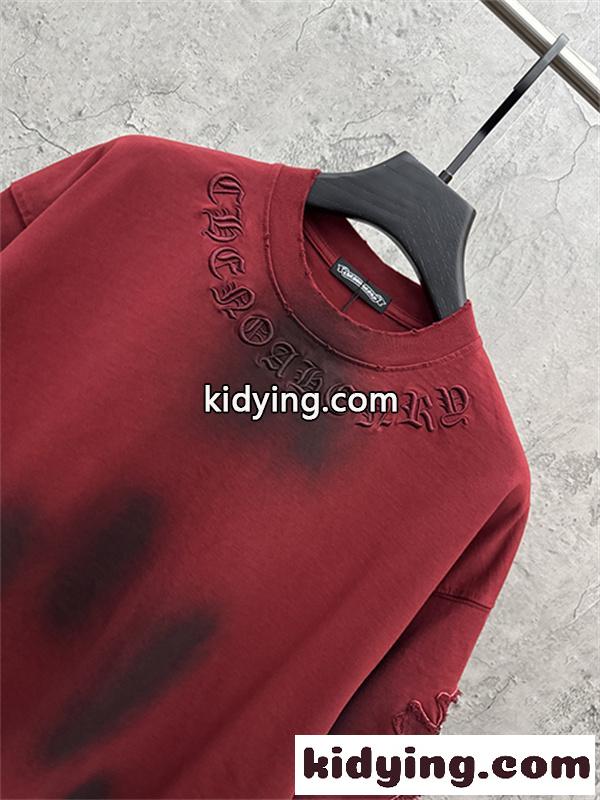グリーン 半袖Tシャツ Chrome Hearts クロムハーツ コピー ネックゴシックロゴ ウォッシュグラデーション クロスワッペン風 ゆったりシルエット-7