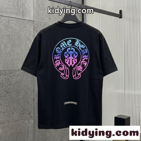 CHROME HEARTS コピー クロムハーツ コピー グラデーションホースシューTEE ネオンロゴ バックプリント半袖 注目度高め-8