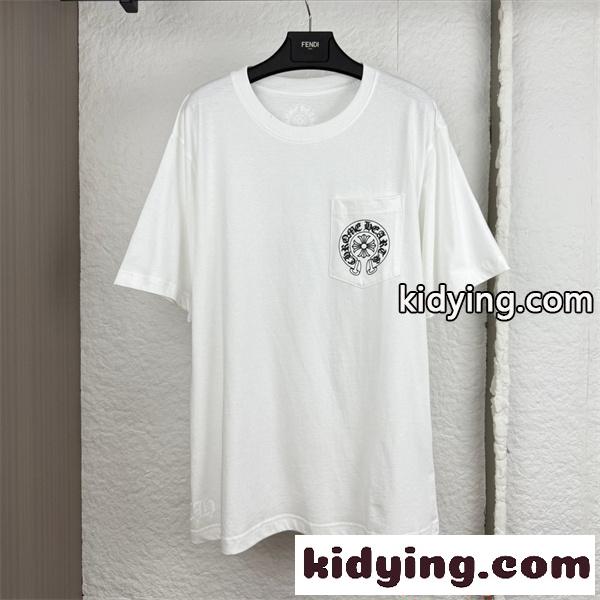 Chrome Hearts 胸ポケット ホワイト クロムハーツ スーパーコピー Tシャツ ロゴプリント モード カジュアル-0