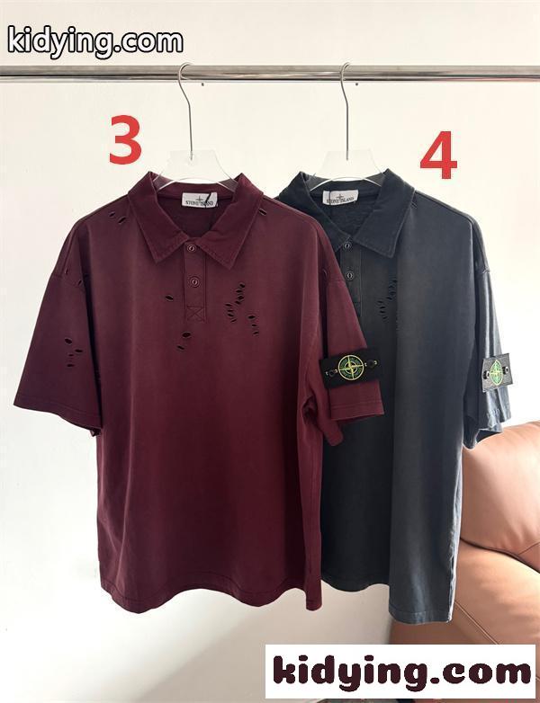 ポロシャツ メンズ 半袖 ダメージ加工 オーバーサイズ ブラック STONE ISLAND ストーンアイランド コピー-1