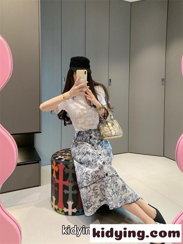 DIOR エレガント プリント セットアップ ディオール コピー tシャツ ワンピース レディース 上品カジュアル 着回し万能-2