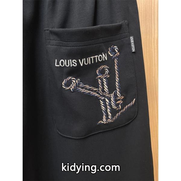 売れ筋おすすめモデル ブラックサイドラインロゴ Louis Vuitton ルイヴィトン スーパーコピー トラックパンツ-2